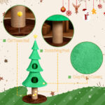 59in Large Tall Christmas Tree Cat Tower with 2 Cat Condos & Scratching Post, Soft Fleece Cat Tree with Teaser Toy & Sturdy Base & Built-in Openings for Indoor Cats, Green