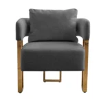 TS Modern decorative chair, living room side chair with gold metal legs, no wheels, suitable for dressing area, reception room, office,Teddy fleece upholstered metal foot sofas 2PCS Grey - Image 4
