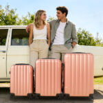 ABS Trolley Case 20in 24in 28in 3PCS Suitcase Set Vertical Striped Frosted Case Suitcase Rose Gold - Image 23