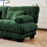 Cloud Couch 2 Seater Sofa for Living Room, Chenille 2 - Seat sofa with 2 Lumbar pillows and 2 throw pillows,Chenille Green - Image 11