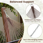 2-Person Polyester Caribbean Hammock with Hardwood Spreader Bars, 600lbs Weight Capacity Double Hammock for Patio Garden-Brown - Image 5