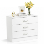 3-Drawer P2 Particleboard Bedside Table with Melamine Finish Drawer Cabinet Lockers 25.98*12.99*22.05in White =75682614 - Image 2
