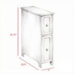 White Slim Bathroom Cabinet Freestanding Storage with Toilet Paper Holder 2 Drawers Side Towel Rack Wheels 7x20.5x24.75 Inches - Image 3