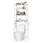 Over Toilet Bathroom Organizer, 4-Tier Adjustable Storage Rack, Space-Saving Shelf for Tight Areas, White (Shipment from Walmart)