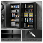 73 Inch Heavy Duty Mobile Steel Storage Locker Cabinet with Keys, Multi-Height Customizable Shelves Smooth Clean Surface Rolling Tool File Cabinet for Home Utility Room - Image 9