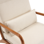 Same Code 47026089 High Back Solid Wood Armrest Backrest Iron Frame Linen Indoor Leisure Chair Off-White - Image 12