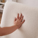 Solid Wood Armrest Teddy Velvet Simple Single Indoor Lounge Chair Backrest Creamy-White - Image 29