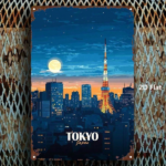 CIFbuy 1pc Tokyo Japan Cityscape Metal Sign, 8x12 Inch Rustic Iron Wall Art, Vintage Night Scene Decor For Home Bar Garage Cafe Club TikTok, TikTok, Self-pickup Logiopics - Image 3
