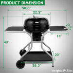 Kettle Charcoal Grill with 2 Side Tables, Storage Shelf, Upgraded Ash Catcher, Thermometer, Air Vents, Outdoor Cooking Barbecue Grill with Wheels - Image 3