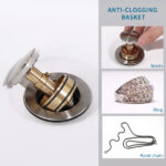 Pop-Up Drain Stainless Steel With Overflow Anti-Clogging for Vessel Sink Lavatory Vanity Sink Drain with Strainer Basket, Brushed Nickel[Unable ship weekends, TK/TEMU only for pickup, only TX10643 warehouse supports GOFO] - Image 9