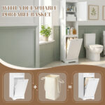 White melamine-faced particleboard, vertical grain, 40*40*180cm, 1 door + bottom flip-down drawer with non-woven storage bag, bathroom tall cabinet - Image 12