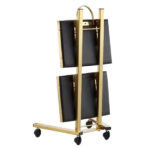 Gold 2 Tier Beauty Salon SPA Rolling Cart w/Double Storage Tray Stainless Steel - Image 5