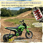 Green 24V 350W Electric Dirt Bike - Twist Grip Throttle up to 15 MPH Speed Limit Ideal for Ages 13+ with Adult Supervision Required - Image 9