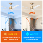 52 inch Ceiling Fans with Lights, Large Air Volume Ceiling Fans with Reversible Quiet DC Motor and Remote, 5D-W5, 5X-W5[Unable ship on weekends, TK/TEMU only for pickup, only TX10643 warehouse supports GOFO] - Image 4