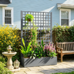 43" x 16" x 70" Gray Metal Raised Garden Bed – Galvanized Planter Box with Trellis for Garden - Image 6
