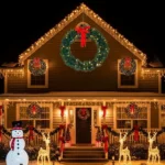 Replace 35948786 60in Pre-lit Christmas Wreath, Lighted Artificial Xmas Wreath with 220 Warm & Multi-color Lights and 600 PVC Tips, Remote Control Stepless Dimming, for Front Door Gate Wall Xmas Party Decorations, Gre - Image 7