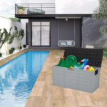 75gal 260L Outdoor Garden Plastic Storage Deck Box Chest Tools Cushions Toys Lockable Seat - Image 9