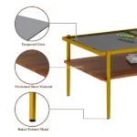Modern Coffee Table, Tempered Glass Tabletop, Rectangle Coffee Table with Sturdy MDF Base and Golden Iron Legs, Easy Assembly Living Room Furniture, 38.39 Inch Length, Gold (Shipment from Walmart) - Image 4
