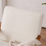 Solid Wood Armrest Teddy Velvet Simple Single Indoor Lounge Chair Backrest Creamy-White - Image 32