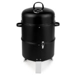 Vertical Steel Charcoal Smoker, Heavy Duty Double Layer Round BBQ Grill for Outdoor Cooking, Black - Image 5