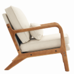 Same Code 16753613 Oak Armrest Oak Upholstered Single Lounge Chair Indoor Lounge Chair Off-White - Image 2
