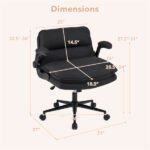Criss Cross Chair with Flip-Up Arms, Faux Leather Cross Legged Office Chair with Adjustable Height & Rocking Function -Gray - Image 5