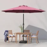 Outdoor 9ft Patio Umbrella with Crank Handle and Push Button Tilt, Outdoor Market Umbrella with 8 Ribs - Burgundy - Image 6