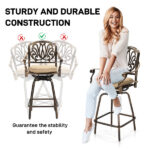 Outdoor Swivel Bar Stools Set of 2, Cast Aluminum Patio Bar Height Chairs, All-Weather Bar Dining Chairs Outdoor Swivel Chairs Furniture (Elizabethan Back) - Image 6