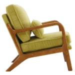 Low Arm Accent Chair - Olive Green Corduroy Upholstered Indoor Lounge Chair, Compact Single Seater with Sturdy Frame (330LBS Weight Capacity) - Image 7