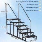 6 Step Ladder with Handrail, Swimming Pool Ladder Above Ground, 660 lb Load Capacity RV Steps with Anti-Slip Panel, Mobile Home Stairs for Reaching and Getting HighNon-eBay certified warehouse delivery - Image 2
