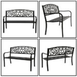 50" Outdoor Welcome Backrest Cast Iron Bench - Image 12