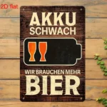 CIFbuy Vintage AKKU SCHWACH Low Battery Need More Beer Metal Tin Sign Multi-Use Yard Sign For Bar Office Home Cafe Restaurant (TikTok, temu pick-up service) - Image 5