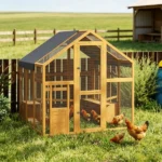 Yellow Large Wooden Chicken Run, for 6-8 Chickens, Waterproof & Anti-UV Cover for Backyard Farm - Image 5
