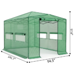 8*12ft Plastic Sprayed Iron Pipe PE Mesh Foldable Greenhouse Shed Green - Image 2
