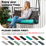 Outdoor Bench Cushion, 60 × 20 × 4 Inch, Tufted Waterproof Swing Cushion with Ties, for Patio Bench or Window Seat - Image 2