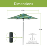 Outdoor 7.5' Palm Print Round Market Patio Umbrella, Push-up, 3-Angle Tilt - Image 2