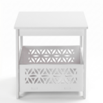 Side Table with Storage, Space Saving Nightstand for Small Spaces, Modern End Table for Indoor Outdoor, White