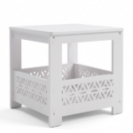 Side Table with Storage, Space Saving Nightstand for Small Spaces, Modern End Table for Indoor Outdoor, White - Image 6