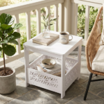 Side Table with Storage, Space Saving Nightstand for Small Spaces, Modern End Table for Indoor Outdoor, White - Image 7