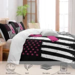 American Flag Red Ribbon King Duvet Cover Set Microfiber 3pcs with 2 Pillowcases - Image 5