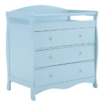 Blue painted finish, MDF, three drawers, 90.5*58*92cm, children's wooden bed with safety belt and changing table for babies - Image 2