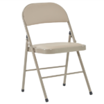 4pcs Elegant Foldable Iron & PVC Chairs for Convention & Exhibition Light Brown - Image 6