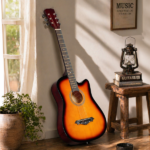 Sunset color 38-inch Acoustic Guitar with Picks, Strings, Capo, Case, Tuner, and Strap - Image 11