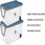 160 Quart Durable Clear Storage Container with Latching Lid and Pull Handle, Blue, 2 Pack (Shipment from Walmart) - Image 2