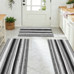 Three-piece kitchen rug set, non-slip and washable, abstract pattern kitchen hallway rug, soft and comfortable, suitable for sinks, floors, entrances, hallways and bathrooms. - Image 9