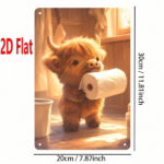 CIFbuy Cute Little Cow Holding Toilet Paper Metal Sign" 2D Flat Unframed Bathroom Decor, Weatherproof Rustproof UV Resistant Wall Art, Decor, Weatherproof Rustproof UV Resistant Wall Art, Metal SiikTok, Metal SiikTok, t Self-pickup Logiopics - Image 2