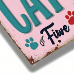CIFbuy Vintage Cat Metal Wall Art, Turquoise Cat Lettering Pink Paw Print Sign, Retro Iron Plaque For Home Kitchen Garden Farmhouse, Ca TikTok, TikTok, Self-pickup Logiopics - Image 5