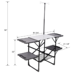 Foldable Aluminum Camping Kitchen Table Heat Resistant Tabletop Detachable Lamper , 4 Foldable Side Trays Mesh Storage Rack Hanging Hooks 154lbs Load Capacity with Carry Handle for Camp Tailgate RV Picnic - Image 9