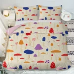 Mushroom Comforter Set Queen Size, Pink Yellow Mushroom Bedding Bedding Set, 3 Piece, 1 Comforter (90"x90") and 2 Pillow Shams (20"x36") - Image 7