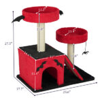 26" Gothic Cat Tree, Cat Tower with Spacious Cat Condo, 2 Padded Perches, Spider Toy, Scratching Posts, Scratching Ladder for Large Cats, Red & Black - Image 4
